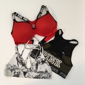 Lot of 3 Victoria’s Secret PINK Sports Bras M
